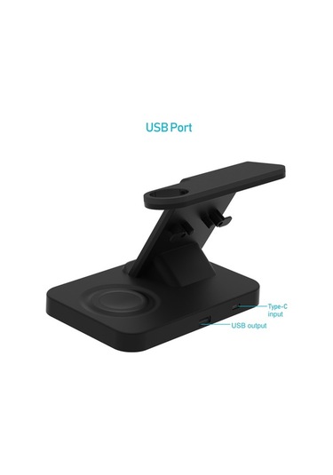 Pazly F16 5'i 1 Arada Kablosuz Şarj İstasyonu 15w, 9v/3a Giriş, Siyah