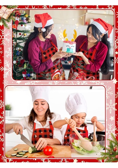 4 Adet Su Geçirmez Çiçek Önlük Seti Ayarlanabilir Çiçek Mutfak Önlüğü Kırmızı Siyah, Noel Cüceleri Diğer