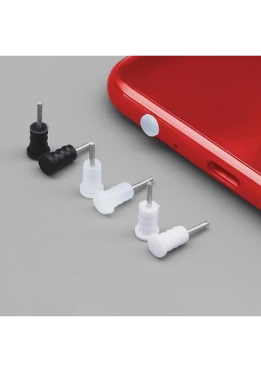 5 Adet 3.5mm Toz Fişi Mini Evrensel Silikon Çok Amaçlı Jack Toz Pimi Akıllı Telefonlar İçin Siyah