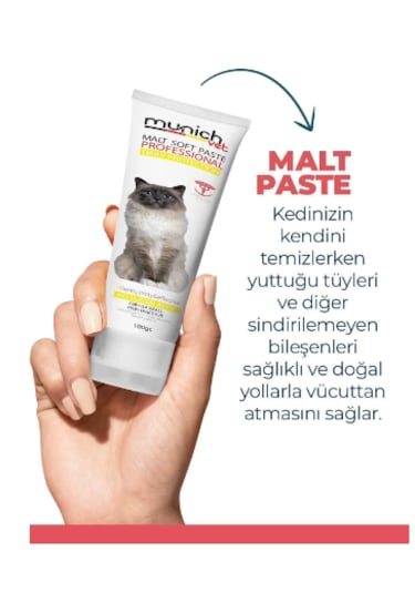 Munich Vet Malt Pasta Kediler Için Tüy Yumağını Önleyici Macun 100 G