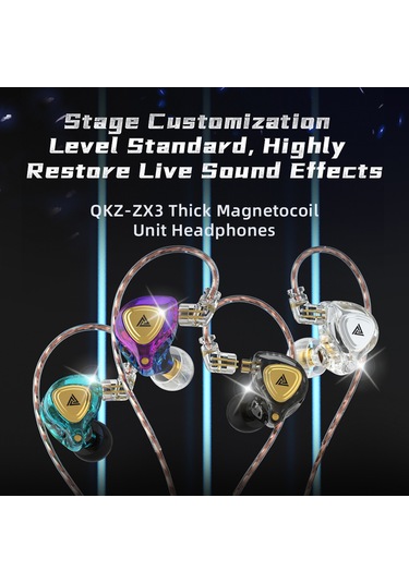 Mufunye Qkz Zx3 Spor Kulaklığı - 10mm Dinamik Sürücü, 3.5mm Jack, Kulak Askılı, 109db Hassasiyet Zx3