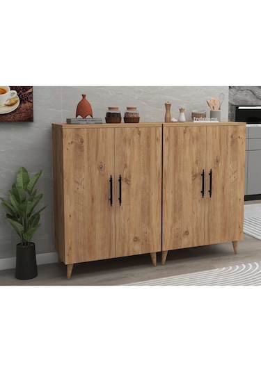 Reyo Home Enda 6 Raflı 4 Kapaklı Çok Amaçlı Dolap Atlantik Çam