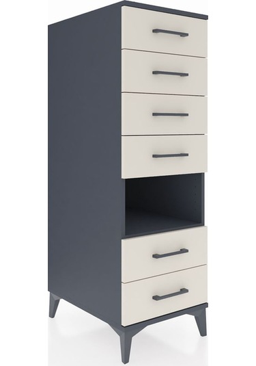 Kronos Dolap Tek Raflı 6 Çekmeceli 44x59x134 Antrasit-aytaşı Antrasit