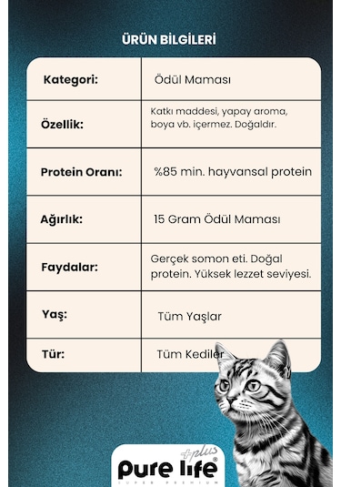 Purelife Plus Stick Somonlu Kedi Ödül Çubukları 6 x 15 G