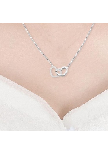 Çift Kalp Kolye Oyuk Kalp Kolye Zincir Kolye Sevgililer Günü Doğum Günü Yıldönümü Altın