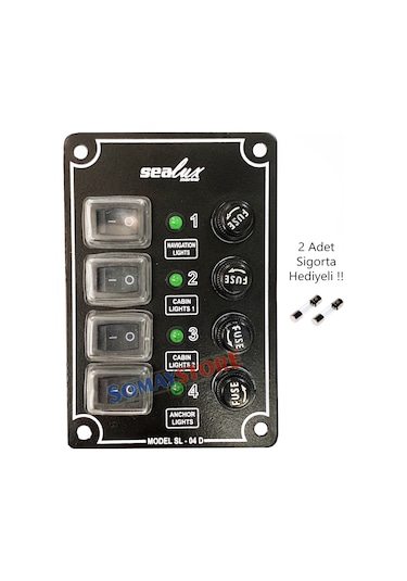 4 Anahtar Dikey Switch Panel - Sigorta Paneli - Tekne Karavan