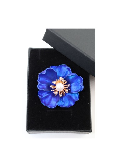 Tatlı Funda Gülü Broş. Kristal Taşlı Çiçek Broş. Yaka İğnesi Broş. Kadın Broş. Broş. Lacivert