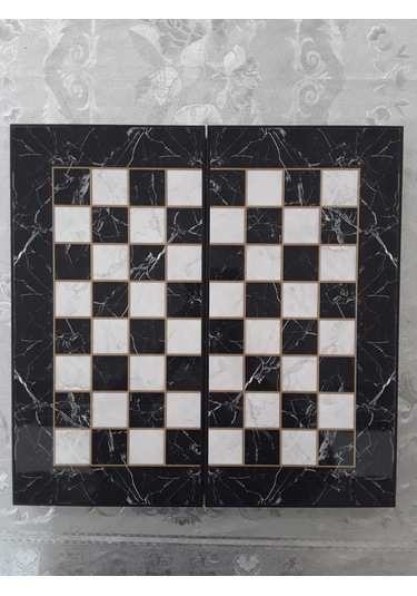 Yenigün Siyah Marble Büyük Tavla Takımı