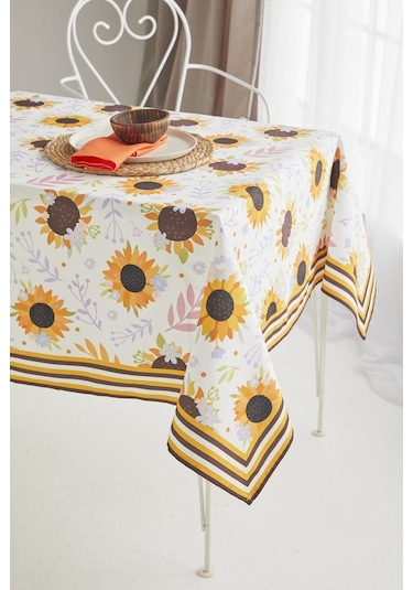 Ays Home Sarı Ayçiçeği Desen Kumaş Yemek Masası Örtüsü