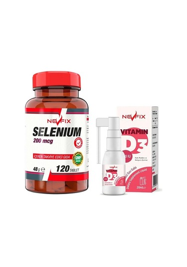 Nevfix Selenyum 200 Mcg 120 Tablet & Nevfix Vitamin D3 Sıvı Sprey
