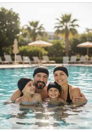 Likralı Bez Deniz Havuz Bonesi 3lü Siyah