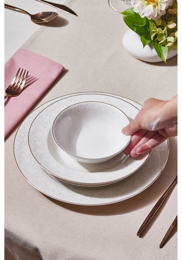 Karaca  Elegance Bone Nola 24 Parça 6 Kişilik Yemek Takımı