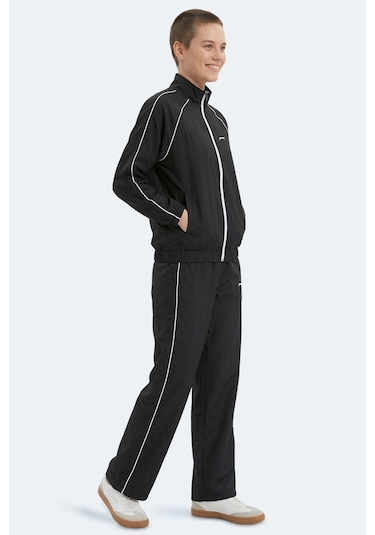Slazenger Revel Kadın Dik Yaka Fermuarlı Siyah Eşofman Takımı