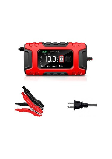 Ranyeek 7 Aşamalı Otomatik Akü Şarj Cihazı - Moto Ve Araç İçin Tam Otomatik Korumalı 12/24v Kırmızı, Abd Şarjı