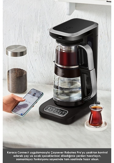 Karaca Çaysever Robotea Pro Connect 4 In 1 Konuşan Otomatik Cam Çay ve Filtre Kahve Demleme Makinesi