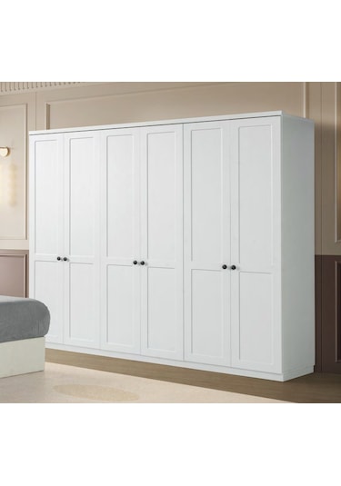 Bianora Mdf Membran 6 Kapaklı Gardırop ve Yatak Odası Takımı - Baza Hariç