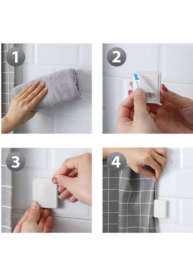 Geeksen Banyo Perde Tutucu Seti 2 Adet - Su Geçirmez Otomatik Yapışkan Kanca İle Sağlıklı Ve Konforlu Banyo Ortamı Beyaz