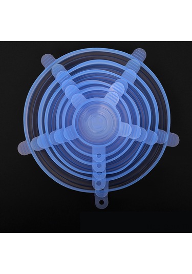 Qingmipy 6 Parça Yeniden Kullanılabilir Silikon Streç Kapak, Mutfak Saklama Ve Taze Tutma Çözümü Mavi