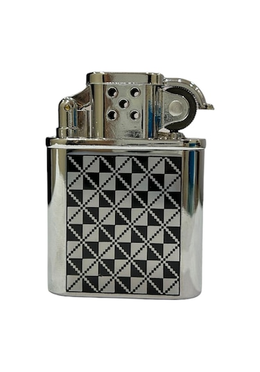 Gümüş Siyah İşlemeli Gazlı Metal Çakmak 109464