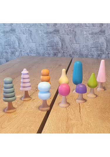 Waldorf Ağaç Seti 10'lu Pastelkırtkırt Ahşap