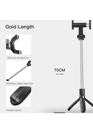 Cbtx Yesido Sf11 Geri Çekilebilir Bluetooth Tripod Telefon Canlı Yayın Selfie Stand Siyah