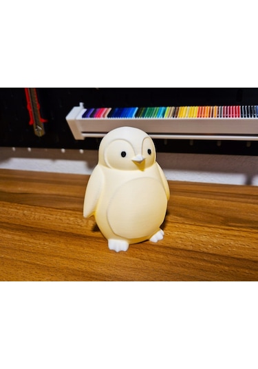 Sevimli Penguen Figürlü Led Gece Lambası Pilli Mumlu Masa Lambası