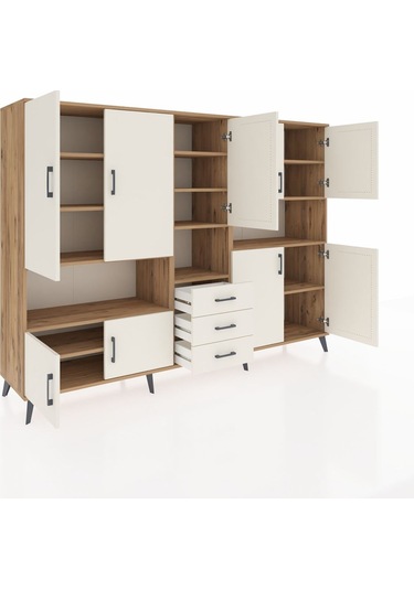 Hyperion Dolap 13 Raflı 3 Çekmeceli 9 Kapaklı 220x44x163 Çam-ayta Çam-aytaşı