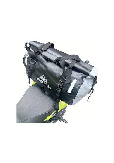 Motion003 Longhiker Motosiklet Koltuk Cantasi 48l Gri Su Gecirmez Kuru Sirt Cantasi Ayarlanabilir Askilar Scooter Kamp 48l Gri