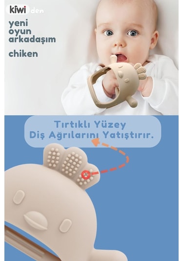 Kiwi Marmot Emzik Uçlu Eldiven Şeklinde Oyuncak Sincap Dişlik Dark Pink - 1 Adet
