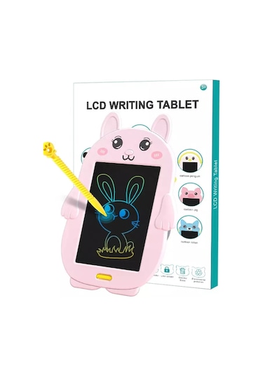 Tavşan Şekilli Çocuklar 8.5 İnç Lcd Çizim Pedi Küçük Çocuklar Kızlar Karalama Yazma Tableti Kilit Fonksiyonlu El Yazısı Tahtası Tek Tıkla Silme