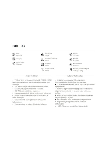 3 Bölmeli Kaşıklık Kapağı Gri Ürün Sadece Kapaktır Şeffaf