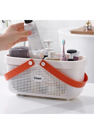 Springsun Büyük Boy Pembe Banyo Sepeti - Su Tüpü Özelliği İle Saçaklı Plastik Depolama Kutu - Duş Malzemeleri, Kozmetikler İçin Taşınabilir Organizer 29.5 15 15.5 Cm Diğer