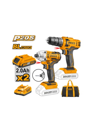 Ingco Ing-CKLI2016 Li-İon Akülü 2'li Kombo Set - Matkap Ve Vidalama 20 V 2.0 AH