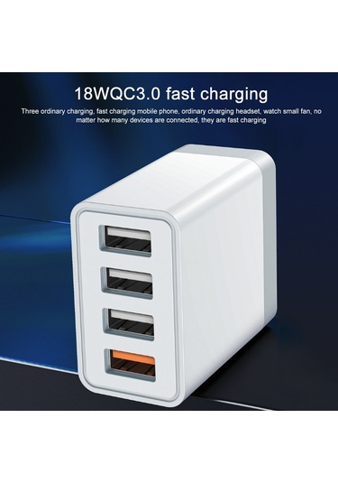 Wk Wp-u125 Youpin Serisi 18w Qc3.0 4 Usb Portları Hızlı Seyahat Şarj Cihazı, Cn Fiş / Abd Fiş Diğer