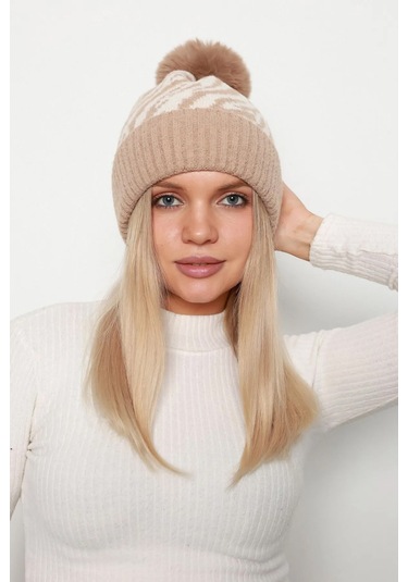 Zebra Desen Kadın Bere Rkş-21 Camel Camel