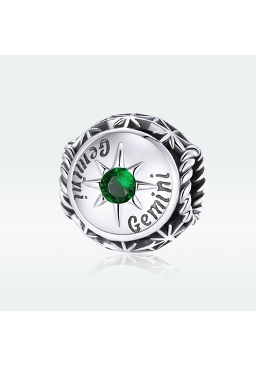 S925 Ayar Gümüş On İki Takımyıldızı Zirkon Boncuk Dıy Bilezik Kolye Aksesuarları, Stil: İkizler Çok Renkli