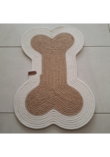 Hasır Jüt Kedi Köpek Mama Paspası, %100 El Yapımı, Pamuk, Hasır,