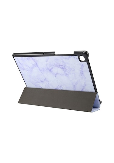 Samsung Galaxy Uyumlu  Tab A7 Lite T220/t225 Mermer Doku Deseni Yatay Flip Deri Kılıf