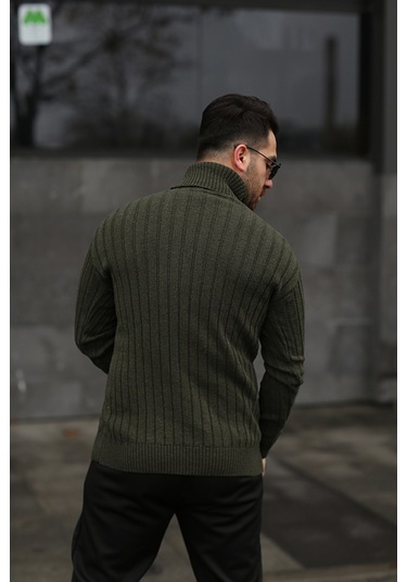 Unisex Balıkçı Yaka Triko Haki Kazak Haki