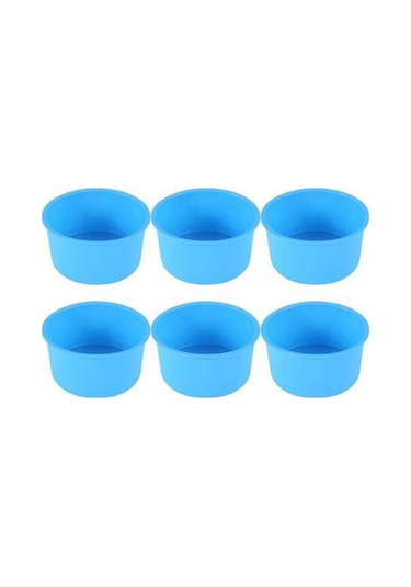 Ulzyvf Silikon Tepsi Seti Mavi, 4 İnç Fırın Kalıbı 6 Parça Mavi