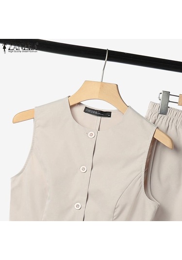 Zanzea Yaz Kıyafetleri Bayan Üstleri Ve Geniş Bacak Pantolon Rahat İki Parçalı Takım Elbise Seti Pembe Zanzea Yaz Kıyafetleri Bayan Üstleri Ve Geniş Bacak Pantolon Rahat İki Parçalı Takım Elbise Seti Pembe