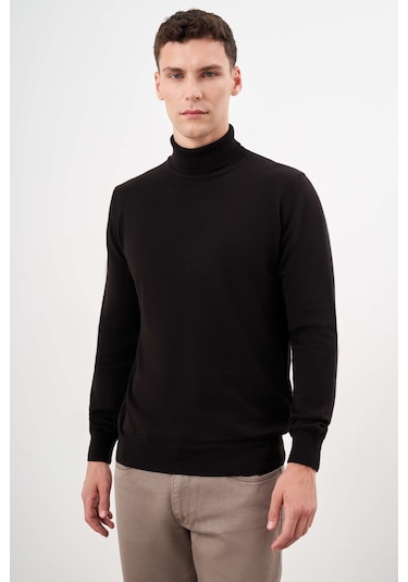 Morven Erkek Siyah Basic Balıkçı Yaka Dynamic Fit Rahat Kesim Triko 26kc017002001 Siyah Siyah