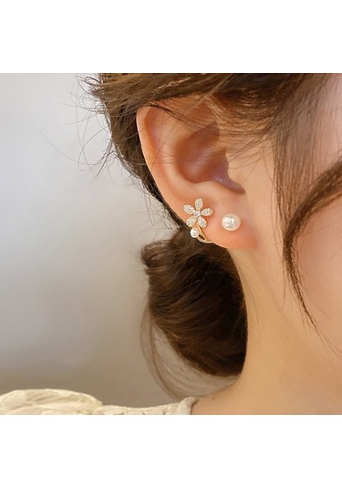 Mizaç Bayanlar Hafif Lüks İnci Çift Katmanlı Küpe Elmas Küpe, Şartname: Eh1291