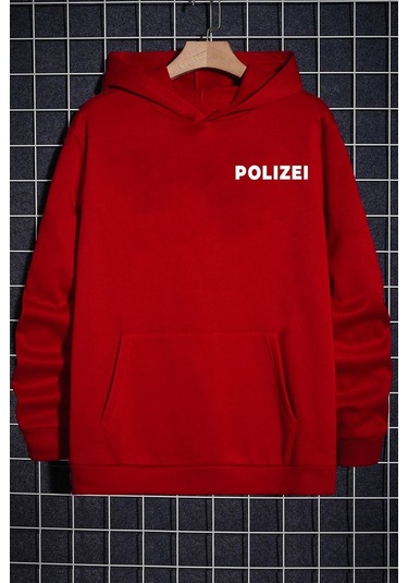 Polizei Sırt Baskılı Sweatshirt Kırmızı