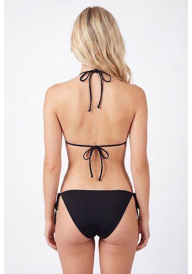 Loya Kadın Siyah Bağlamalı Üçgen Tek Üst Bikini