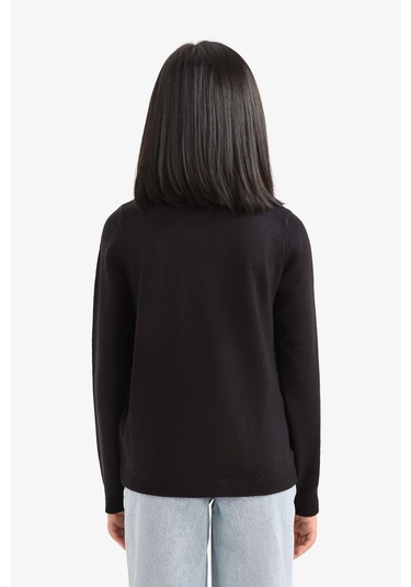 Defacto Kız Çocuk Bisiklet Yaka Düğmeli Hırka N8407a625aubk27 Siyah