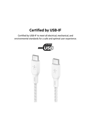 Belkin Braided 100w Usb-c Kablo Beyaz - 2 Metre