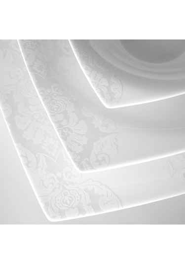 Karaca Fine Pearl Node 62 Parça 12 Kişilik İnci Kare Yemek Takımı