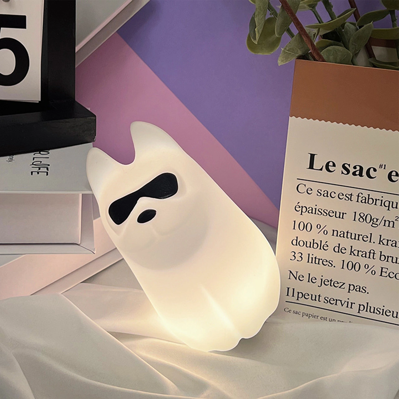 Folinda Yumuşak Silikon Kuyruklu Köpek Gece Lambası - 2600k Islak Beyaz + 7 Renkli Rgb Işığı, Beyaz Gürültü Fonksiyonu, 15/30/60 Dakika Zamanlayıcı Kapatma Beyaz