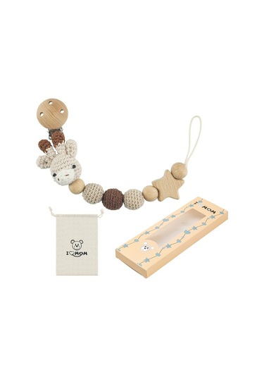 Karikatür Hayvan Saklama Çantası İle Diş Çıkarma Oyuncakları Kayın Ahşap Kukla Tutucu Emzik Tutucu Emzik Zinciri Bebek Emzik Klipsi Şeffaf